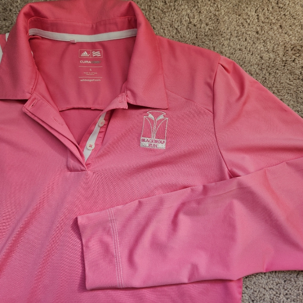 Adidas womens Small pink golf polo Climalite Blackhorse Run Wisconsin Light